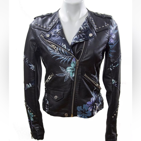 Blanknyc painted Floral Leather Jacket Sm - Picture 5 of 13